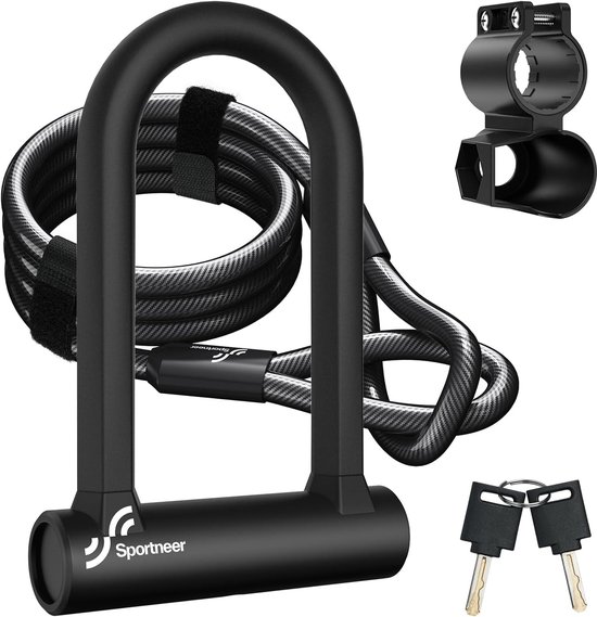Zwart beugelslot/fietsslot 22,5 cm - Beugelsloten - Fietssloten - Slot voor de fiets