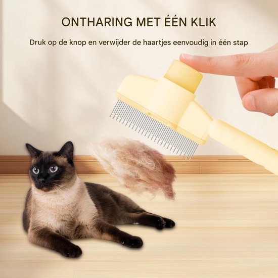 Vinabo Zelfreinigende borstel voor huisdieren, borstel voor lang en kort haar, voor honden en katten, zachte borstel voor honden en katten, zelfreinigende borstel voor huisdieren