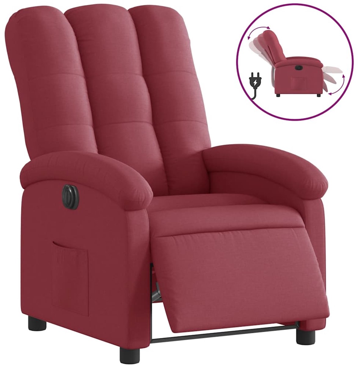 vidaXL Fauteuil - verstelbaar - elektrisch - stof - wijnrood