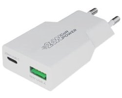 OneOne 20W snellader met 2 poorten. USB C en USB A. Platte GAN Quick Charge lader. PD PPS oplader adapter past op Google Pixel 7, 7a, 7 Pro, Pixel 8, 8a, 8 Pro, Pixel 9, 9a, 9 Fold, 9 Pro, 9 Pro XL, Pixel 10, 10 Pro, 10 Pro XL, 10 Pro Fold