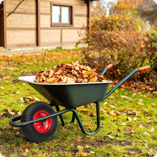 GARRONDA - Vervangwiel Kruiwagen 4.80/4.00-8 Kruiwagenwiel Ø 390 mm Luchtband 4PR Band tot 120 kg met As Stalen Velg Kogellager voor Tuinwagen Erf Bouwplaats GD-0163, Zwart-Groen van Garronda — afbeelding 2