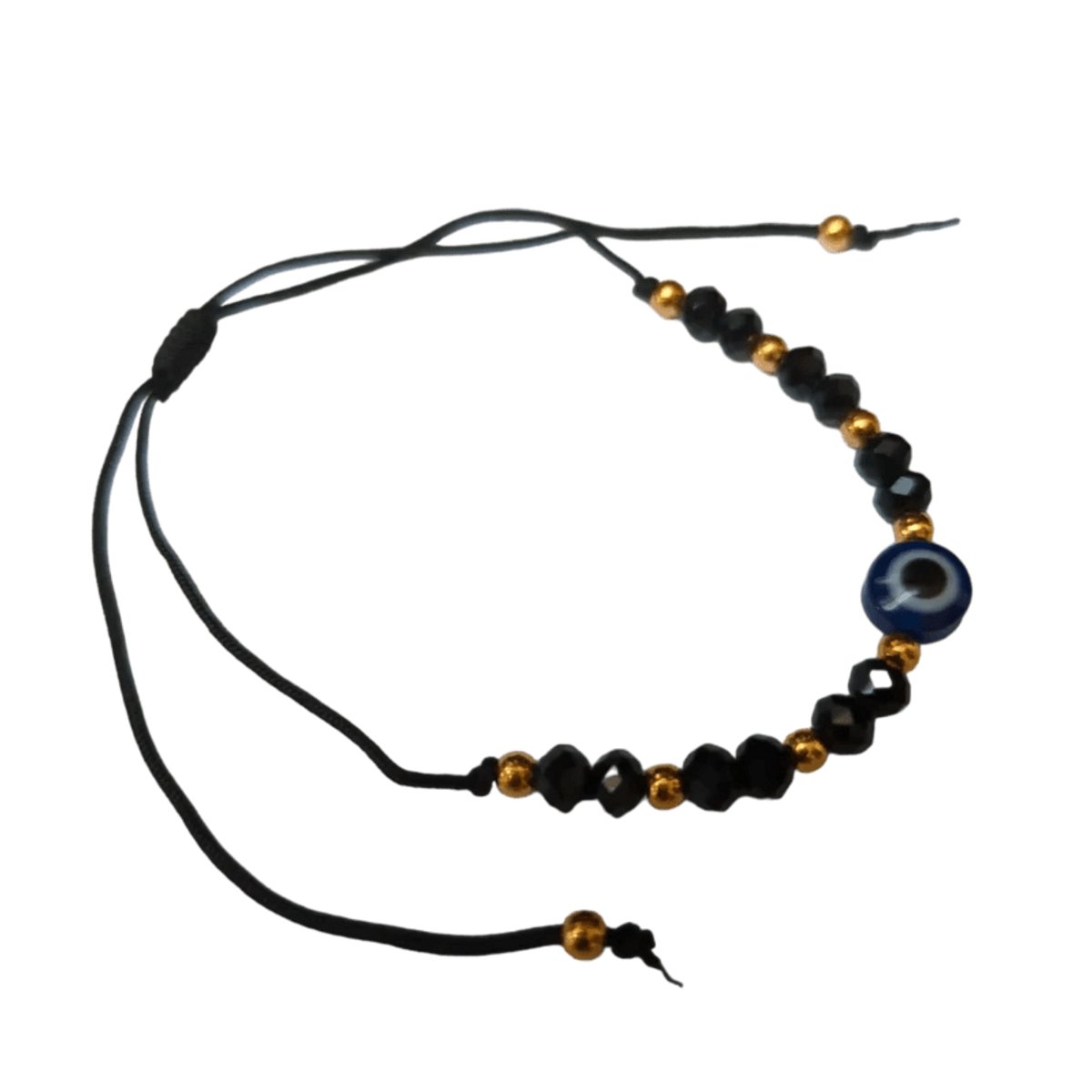 Aramat Jewels - verstelbare boze oog touw armband - handgemaakt -Zwart