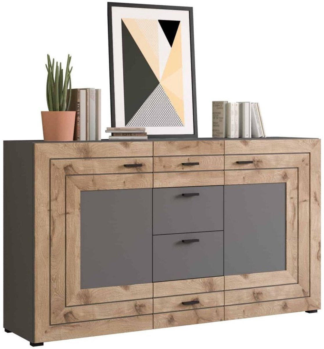 Furnilux Freno dressoir grijs Nox Eiken NB - 40x160x90cm grijs, eiken