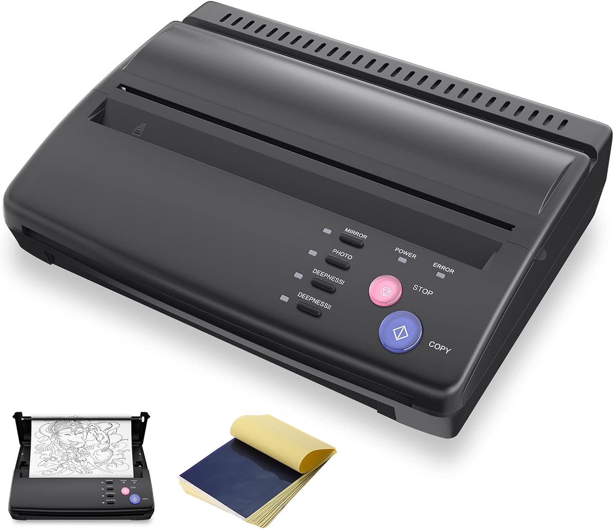 Tattoo Transfer Machine voor professionele tattoo-ontwerpen – Thermische Stencil Maker met 20 Carbon Transfer Vellen