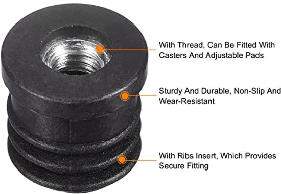 M6 Thread Round Pipe Inserts, 12 Pieces, Round Tube Caps with 16mm Outer Diameter, Black Plastic Stopper, Wheel Insert, Seat Cover, Furniture Stopper — afbeelding 5