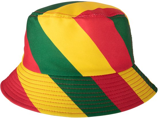 PartyXplosion Carnaval vissershoedje Limburg - zonnehoedje - geel/groen/rood - voor volwassenen