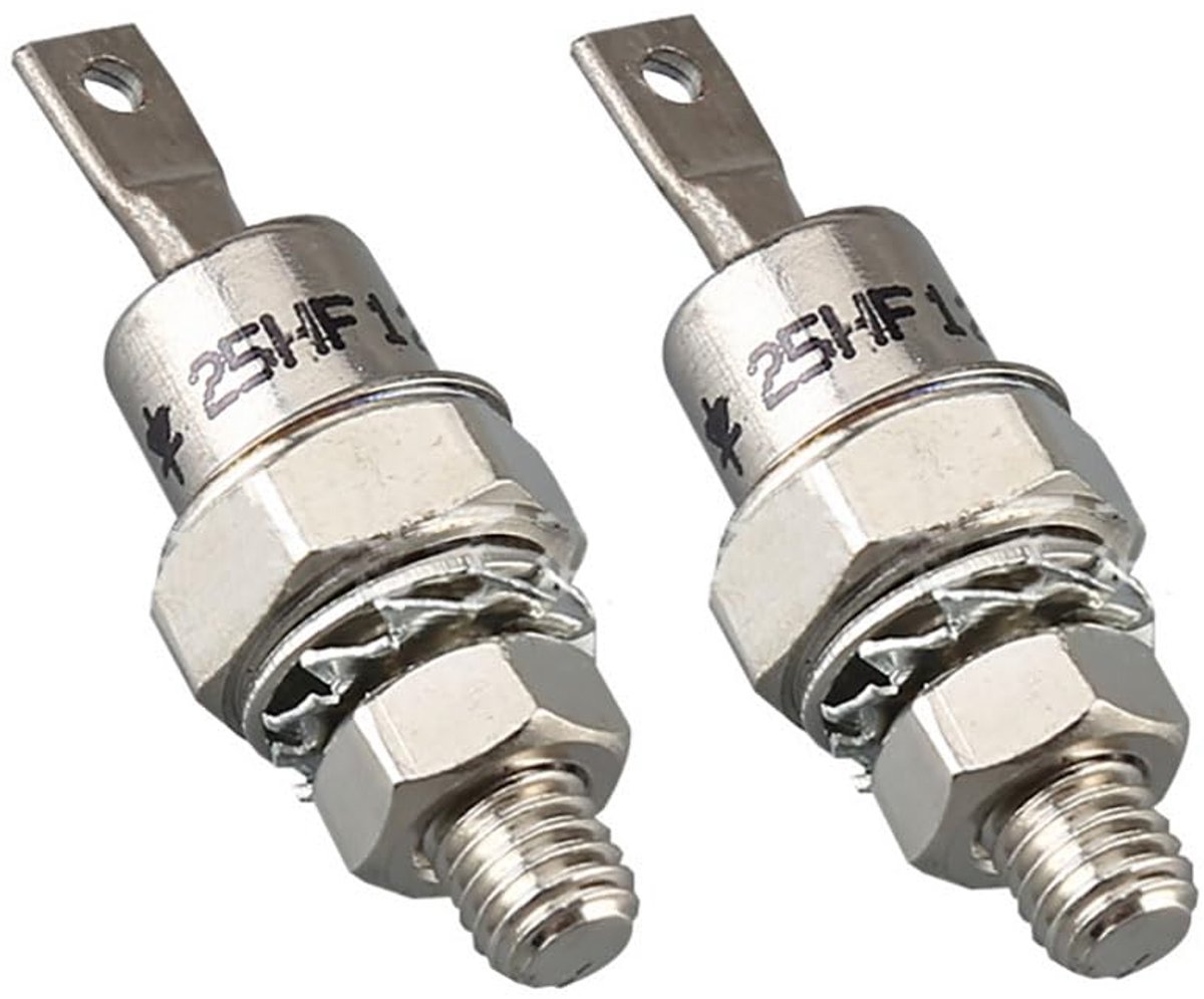 Image of 2 Pair 25HFR120/25HF120 Rectifier Diode Iron Base Forward Reverse Polarity Rectifier for Battery Charging and Converter 25A 1200V
