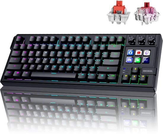 MMOBIEL Mechanisch Stream Deck Toetsenbord - QWERTY Hot-Swappable RGB Keyboard met 6 Programmeerbare LCD Macrotoetsen & 3 Draaiknoppen voor OBS, Streamen, Videobewerking – voor Windows/macOS