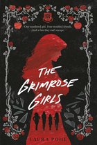 Boekomslag met rode silhouet van een meisje. De tekst luidt: "One murdered girl. Four troubled friends. And a fate they can't escape. THE GRIMROSE GIRLS LAURA POHL."