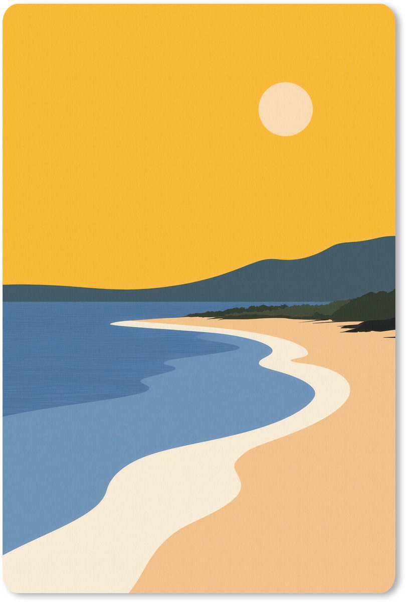 Muismat 18x27 cm - Mousepad Kustlijn - Oranje lucht - Begroeiing - Muismatten