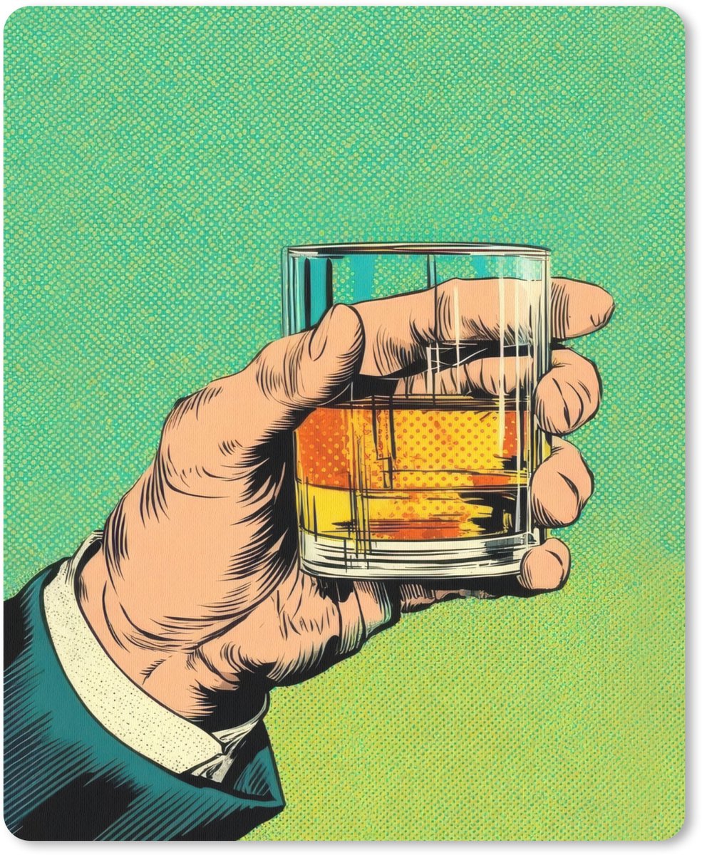 Muismat 19x23 cm - Mousepad Whisky - Glas - Hand - Groen - Muismatten
