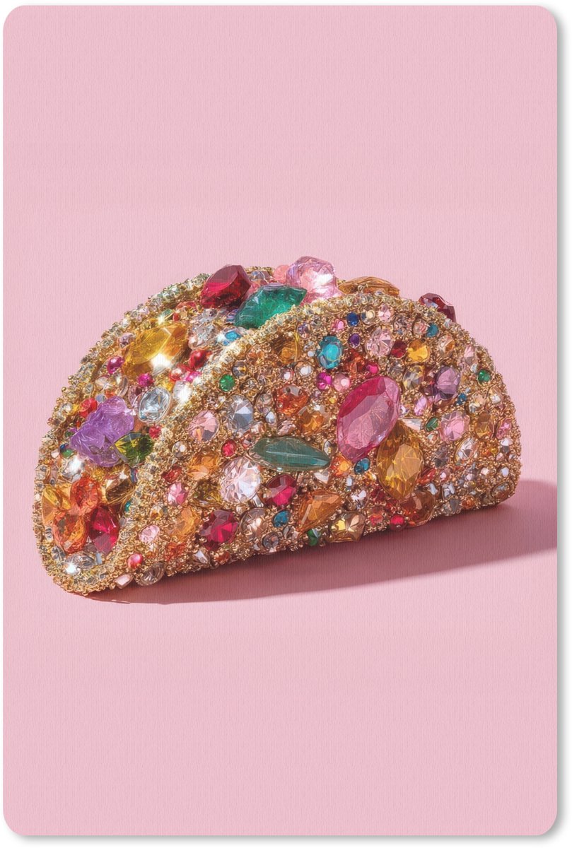 Muismat 18x27 cm - Mousepad Taco - Kleurrijk - Edelstenen - Goud - Muismatten