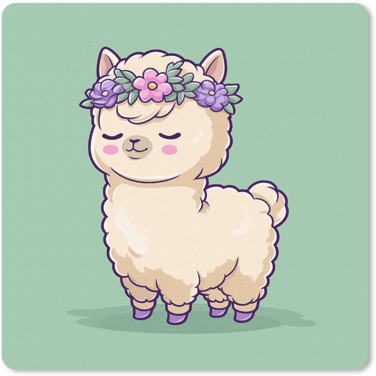 Muismat 30x30 cm - Mousepad Alpaca - Groen - Bloemendiadeem - Muismatten