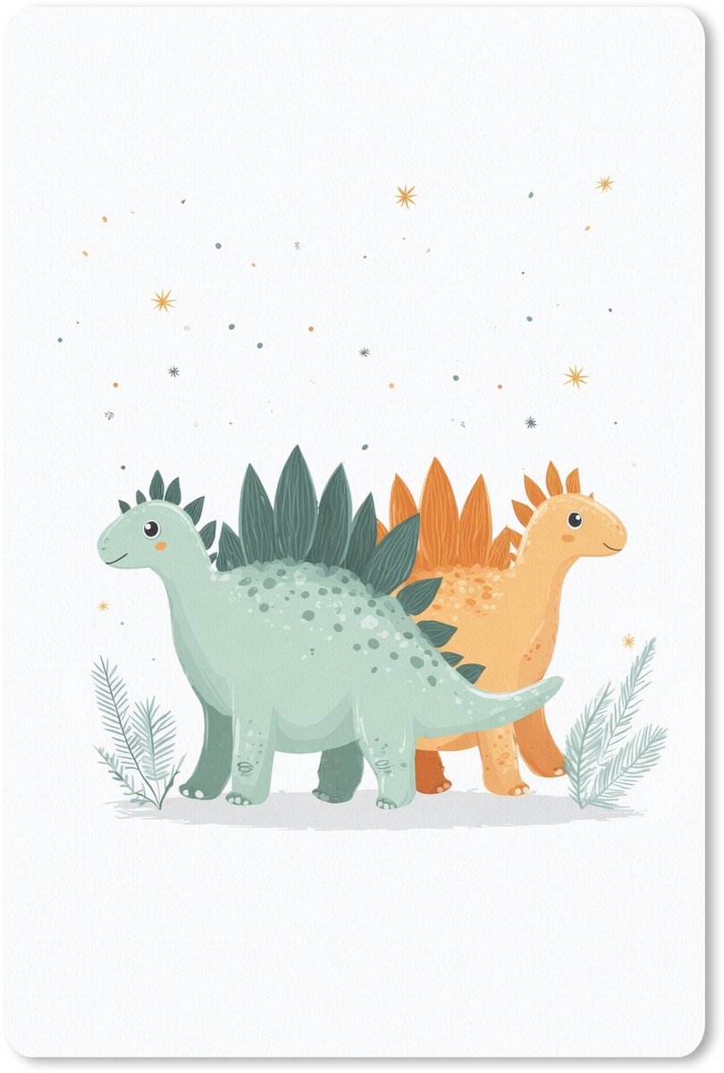Muismat 18x27 cm - Mousepad Planten - Sterren - Dinosaurussen - Oranje - Muismatten