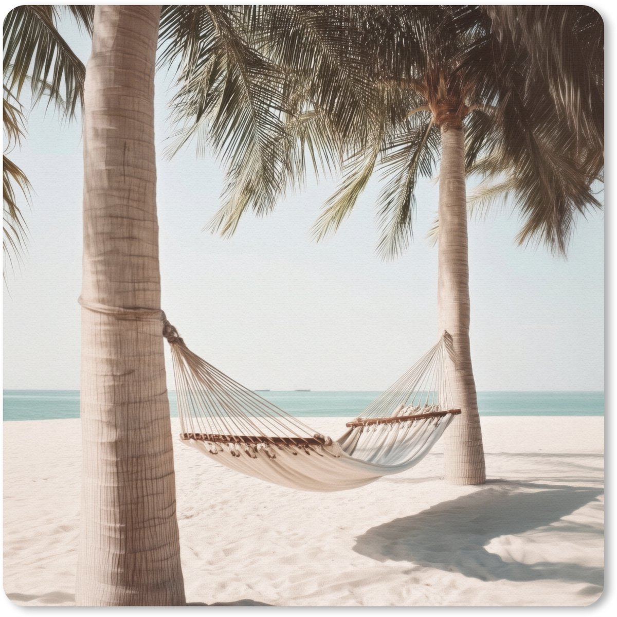 Muismat 30x30 cm - Mousepad Hangmat - Palmbomen - Strand - Zee - Muismatten