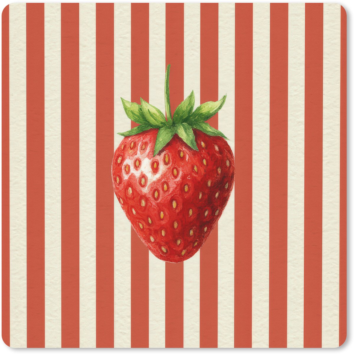 Muismat XXL 60x60 cm - Bureau onderlegger - Bureau mat Aardbei - Strepen - Rood - Bureaumat - Gaming mousepad xl - Bureaulegger groot - Computer deskmat