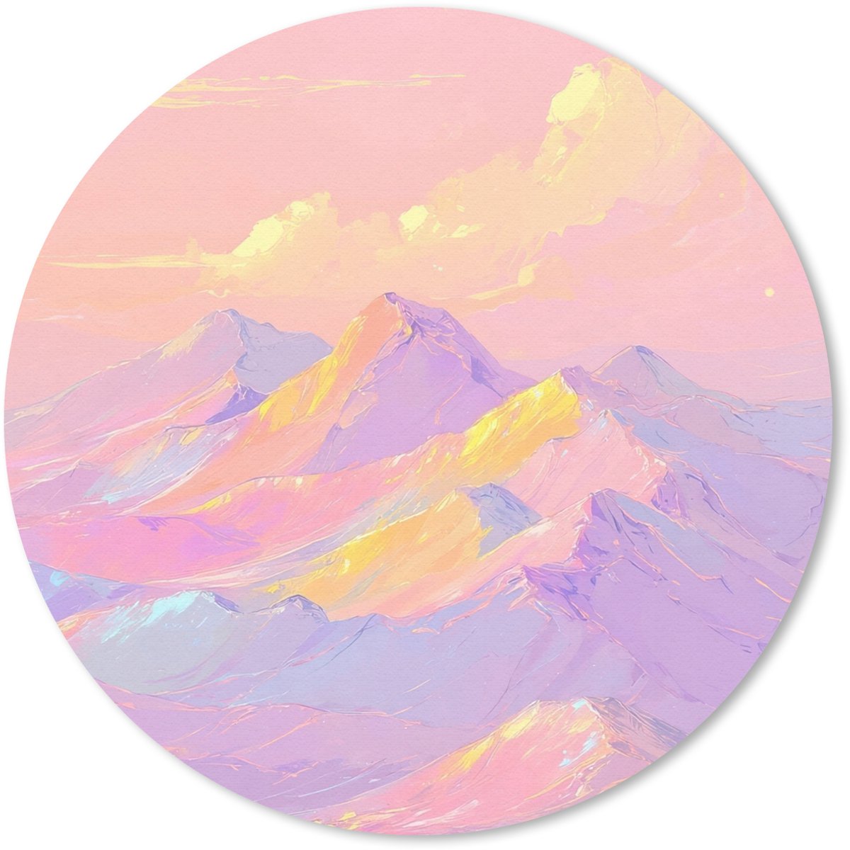 Muismat rond 40x40 cm - Mousepad Bergtoppen - Wolken - Dromerig - Ronde muismatten