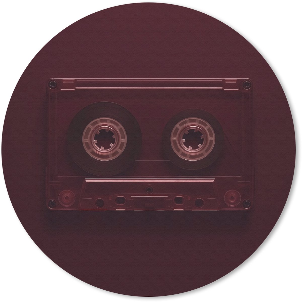 Muismat rond 50x50 cm - Mousepad Cassetteband - Bordeaux - Vintage - Ronde muismatten