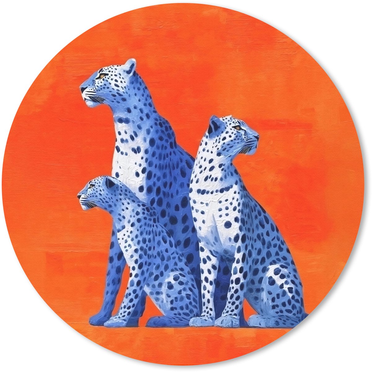 Muismat rond 30x30 cm - Mousepad Luipaarden - Stippen - Oranje - Ronde muismatten