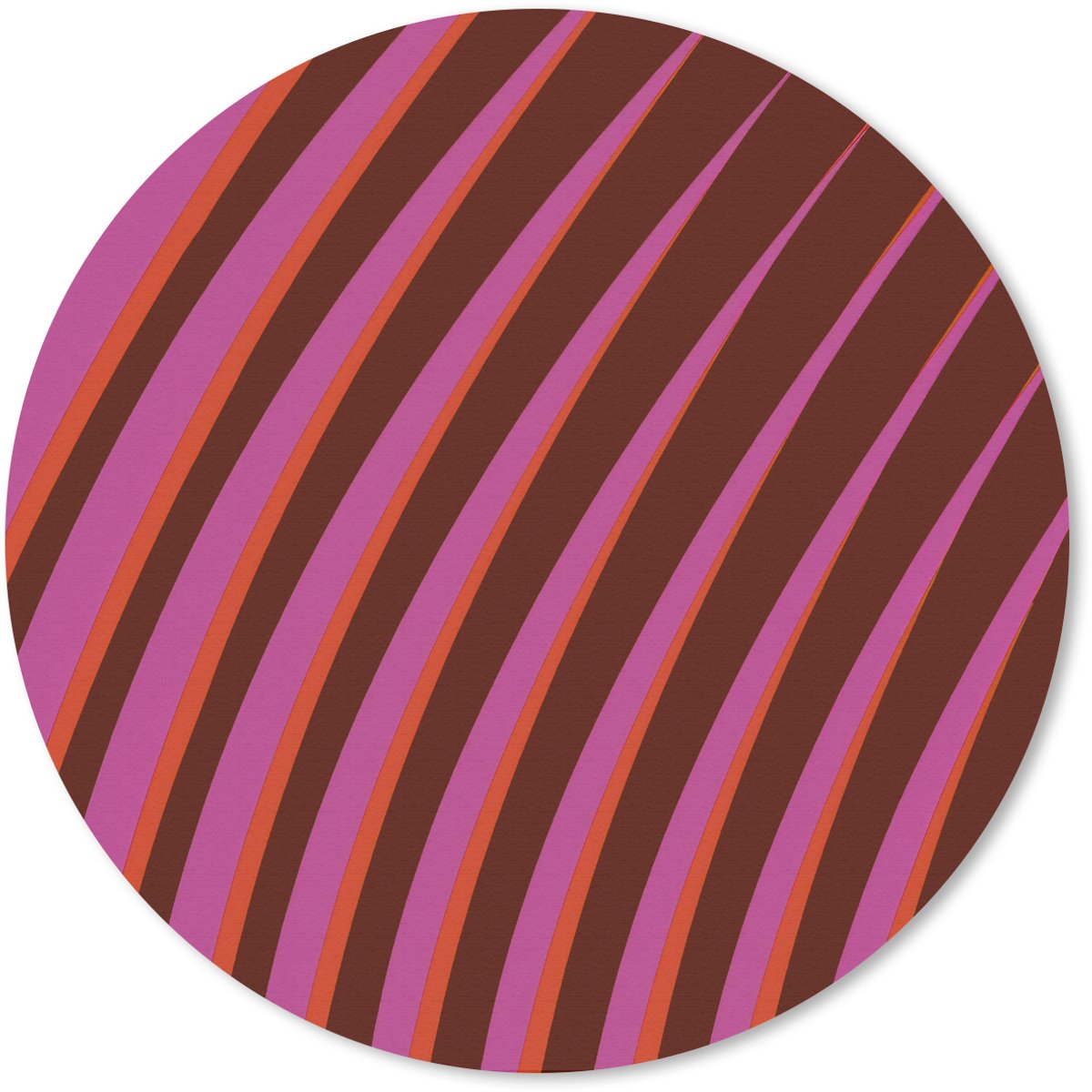 Muismat rond 40x40 cm - Mousepad Lijnen - Rood - Beweging - Ronde muismatten