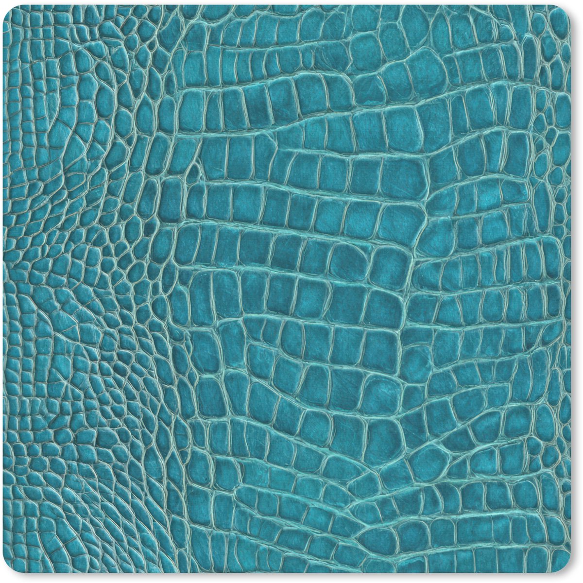 Muismat 20x20 cm - Mousepad Krokodillenleertextuur - Blauw - Exotisch - Muismatten