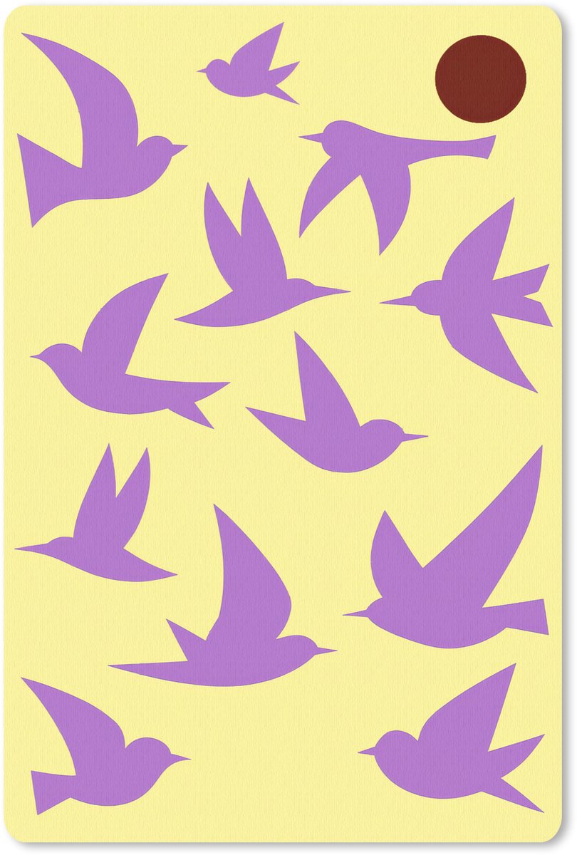 Muismat 18x27 cm - Mousepad Vogels - Cirkel - Geel - Beweging - Muismatten