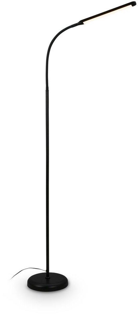 BRILONER Mura – LED Vloerlamp – dimbaar – 6W – 600lm – touchbediening – zwenkbaar – zwart – moderne leeslamp
