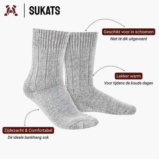 Sukats sokken, grijs, zacht, comfortabel en warm.