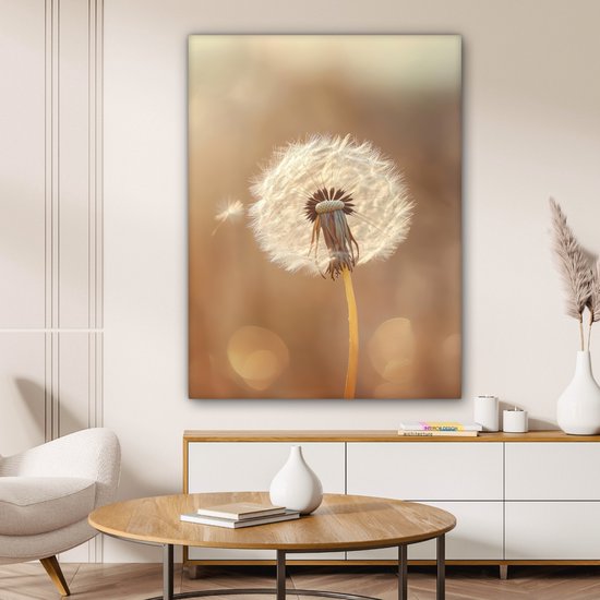 Peinture sur toile 90x120 cm - Décoration murale Pissenlit - Beige - Nature - Bloem - Décoration murale salon - Décoration chambre - Accessoires de chambre - Peintures