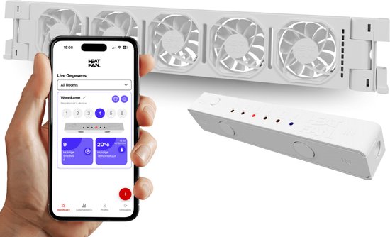 Heatfan 5 - Single Set - Wit - Radiator Ventilator – Radiator Ventilator – met WIFI Controller – Energiezuinige Radiator Fan voor Verwarming – Geschikt voor radiatoren van 50 cm t/m 80 cm