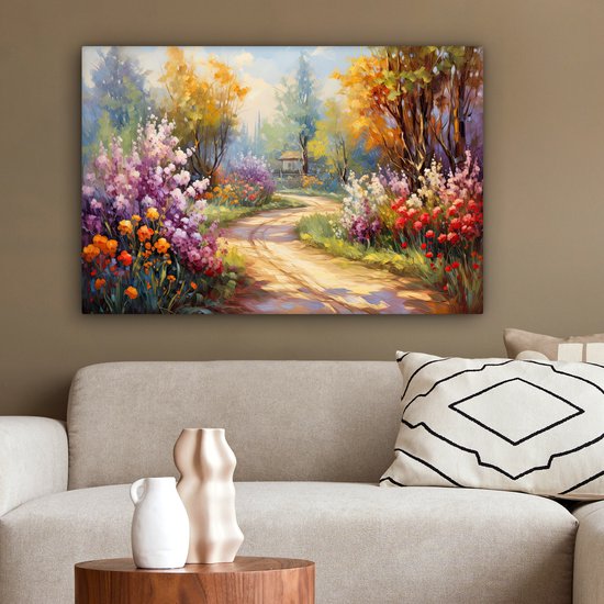 Peinture sur toile paysage 60x40 cm - Décoration rurale - Toile de Décoration murale pour chambre - Oeuvre Fleurs - Toile murale cuisine nature - Photo sur toile - Peinture de cuisine décoration de maison - Toile d'art