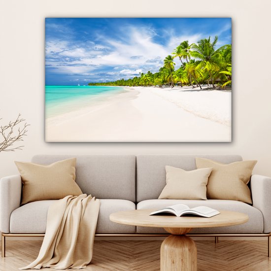 Peintures sur Toile Plage - Mer - Palmiers - 120x80 cm - Décoration murale