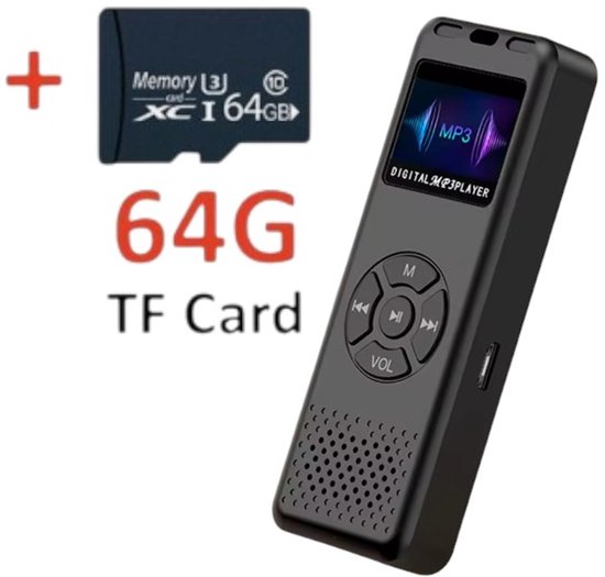 Magnetische spraakrecorder, audio-opnameapparaat met drievoudige ruisonderdrukking. Digitale spraakgestuurde recorder met afspelen, 750 uur opslag en 600 uur batterijtijd voor klasse (64GB zwart Magnetische spraakrecorder, audio-opnameapparaat met drievoudige ruisonderdrukking. Digitale spraakgestuurde recorder met afspelen, 750 uur opslag en 600 uur batterijtijd voor klasse (64GB zwart
