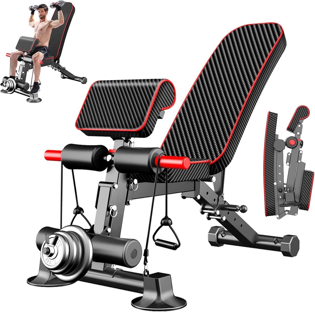 Verstelbare Halterbank voor Thuisgym - Multifunctionele Gewichtsbank met Opvouwbare Functionaliteit