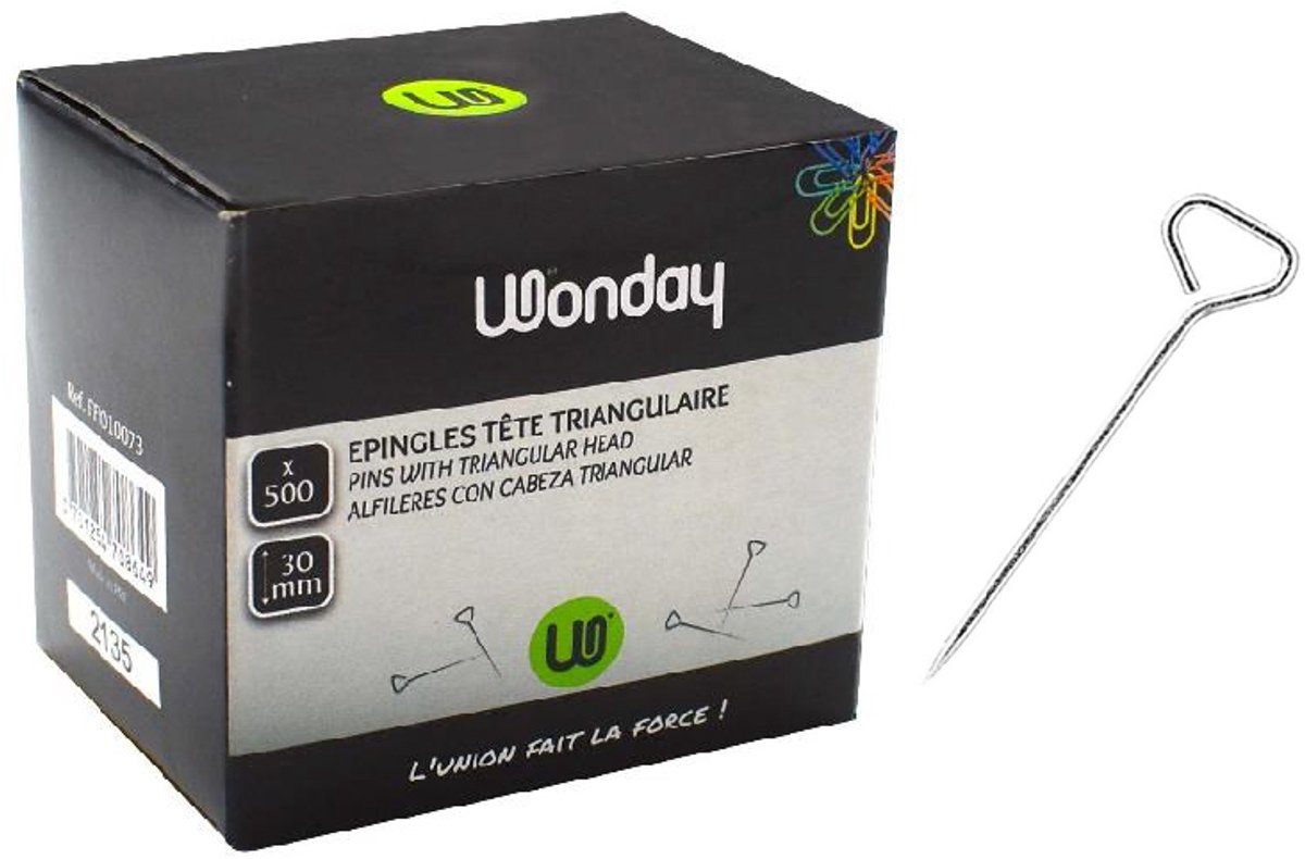 Wonday spelden met driehoekige kop, vernikkeld