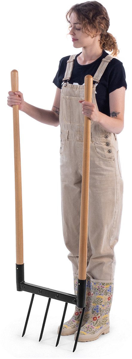 KADAX Tuinvork met 4 tanden en lange houten stelen, grasvork voor het losmaken van de grond en tuinbewerking, Broadfork voor het ventileren van vloeren (49,5 x 134 cm) van Merkloos	 — afbeelding 5