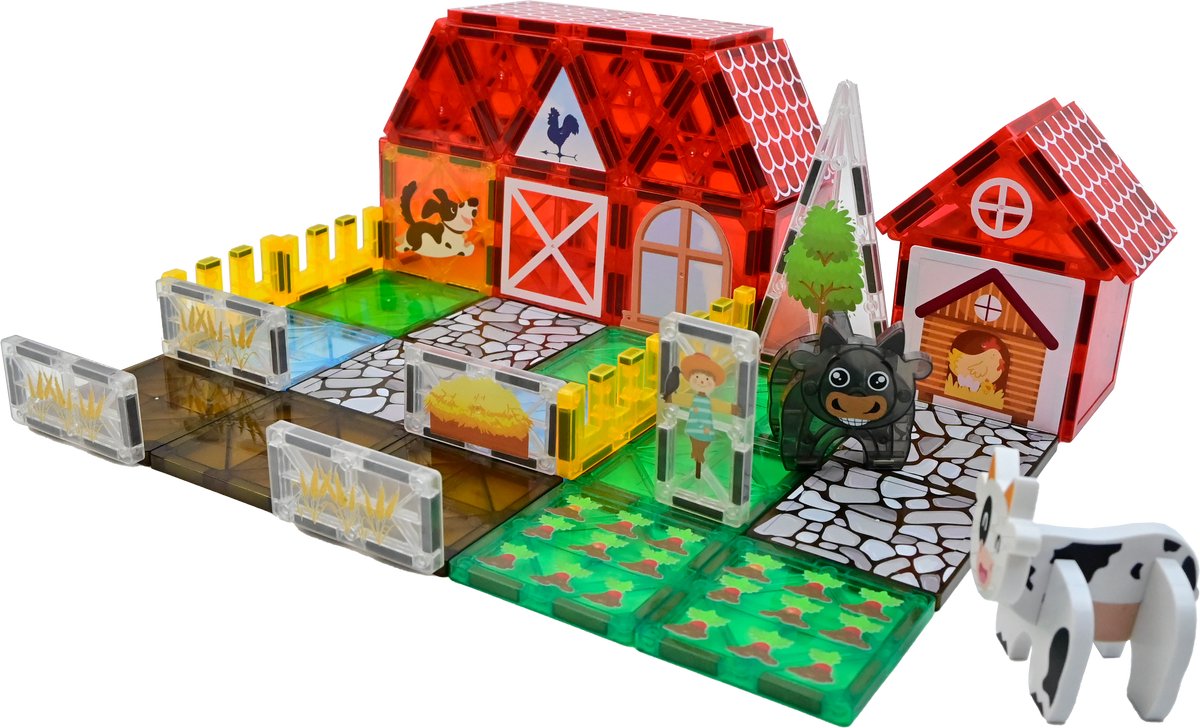 Magna Minds - Magnetic Tiles - Magnetisch Speelgoed - Boerderij - Constructie speelgoed - Magnetische tegels - Montessori speelgoed - Magnetic toys - Magnetische bouwstenen - Speelgoed Kinderen — afbeelding 11