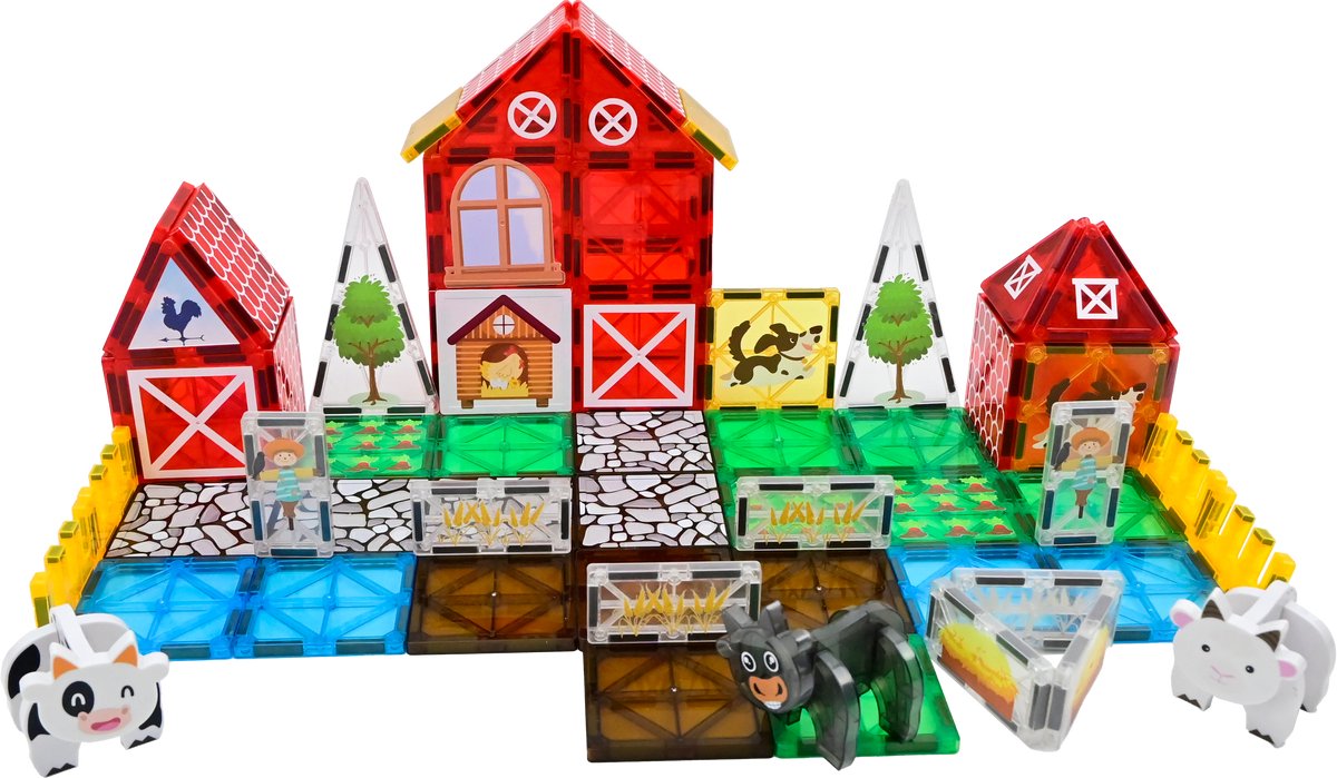 Magna Minds - Magnetic Tiles - Magnetisch Speelgoed - Boerderij - Constructie speelgoed - Magnetische tegels - Montessori speelgoed - Magnetic toys - Magnetische bouwstenen - Speelgoed Kinderen — afbeelding 9