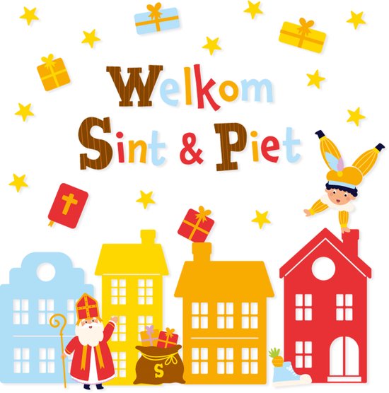 BTH - Raamstickers - Stickers - Sinterklaas - Sinterklaas Decoratie - Sinterklaas Versiering - Stickervel - Sint - 4X