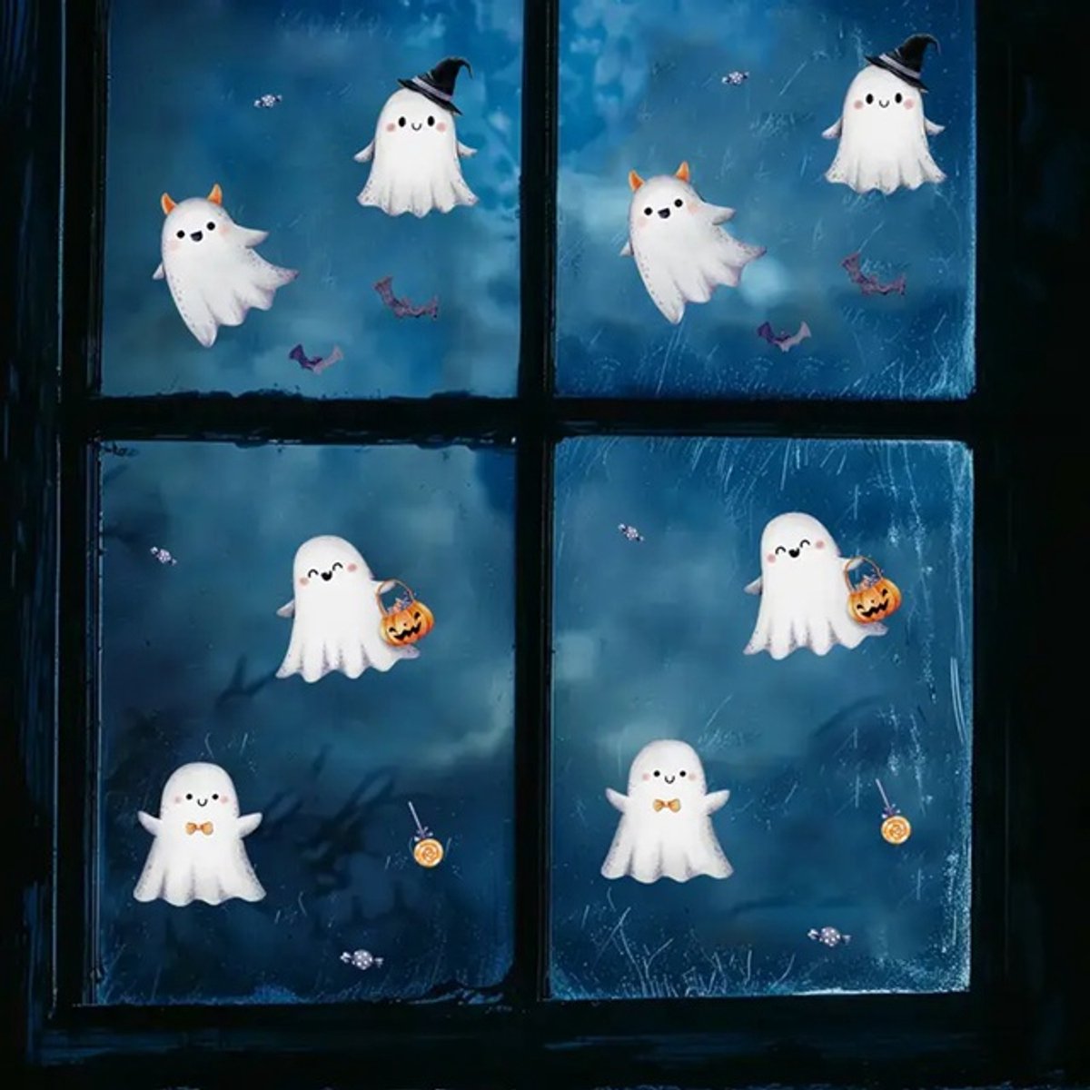 Raamstickers Halloween | Spookjes en vleermuizen - halloween versiering - halloween decoratie feestdagen