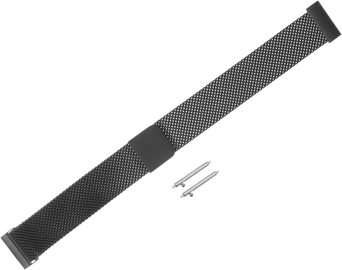 Roestvrij stalen mesh horlogebandje 14mm - Snelwissel verstelbare armband met magnetische sluiting - Zwart - Unisex - Kwaliteit en stijlvol设计