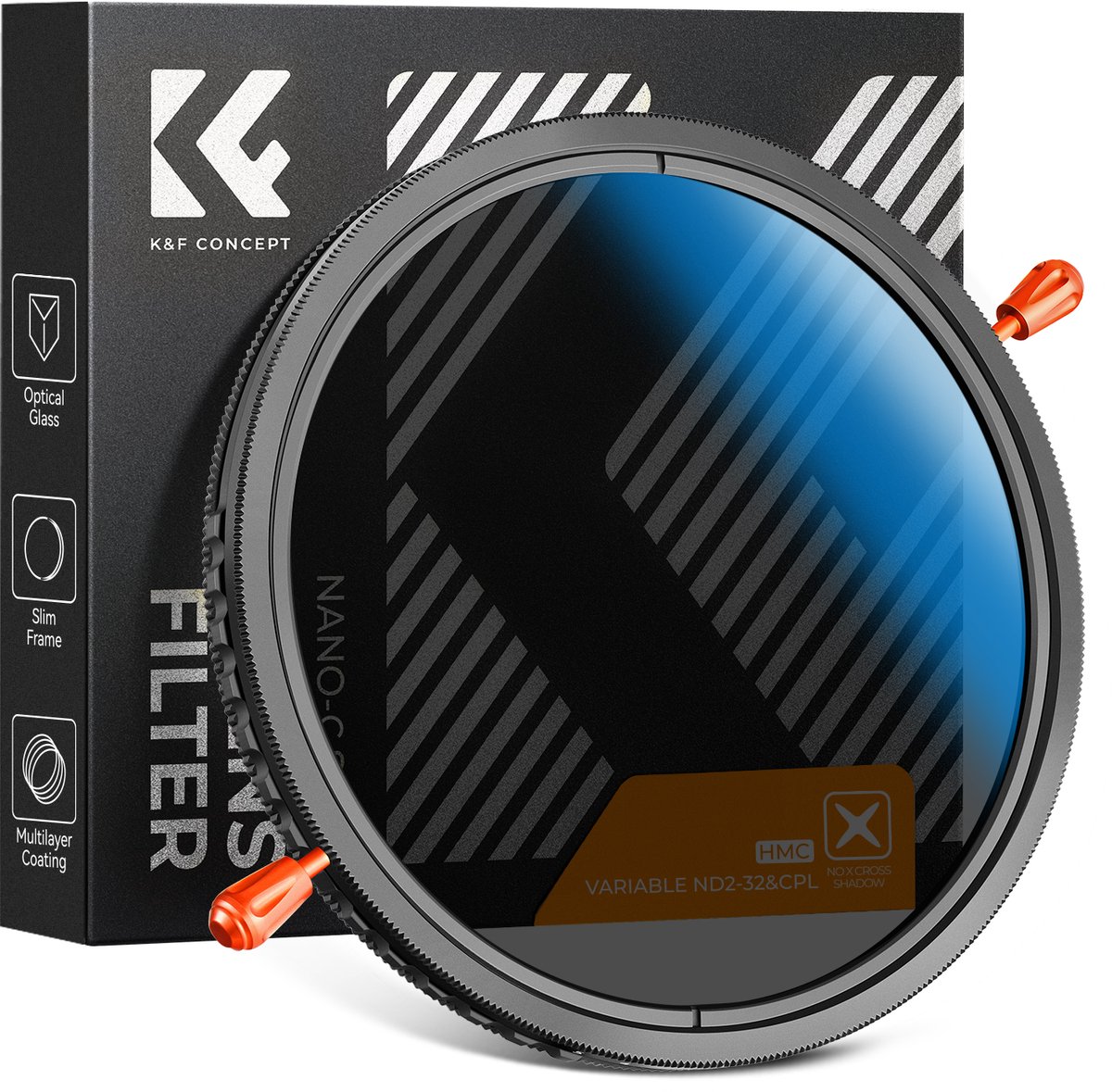 K&F Concept 67mm circulair polarisatiefilter & ND2-32 variabel grijsfilter Nano-C 2-in-1 filter CPL ND