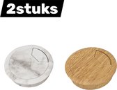 2-delige bureau-doorvoertule - afdekking van kabel- en draadgaten - kabel- en draadgatafdekking doorvoertule kabelorganizer - geschikt voor computerbureau en boekdecoratie, draaddoos, draaddoosafdekking - bruin, wit