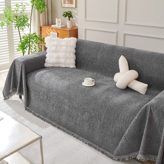 Nieuwe grappige pluizige bankhoes, crèmekleurige grote geruite vierkante huisdiermat bedbankhoes, bankhoes voor honden, anti-kras hondenbedhoes huisdierdeken huis beschermende bankhoes (Color : Light