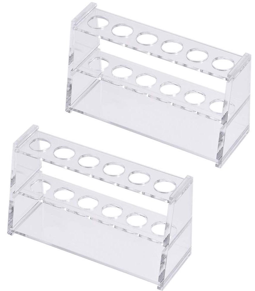 Image of 2 stuks reageerbuishouders rack met 6 golven voor 10 ml centrifugebuisjes - helder en duurzaam