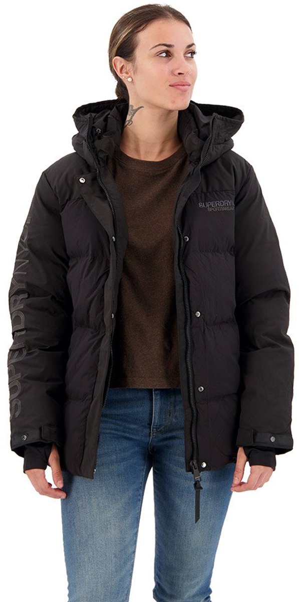 Superdry City Padded Hooded Wind Parka S Vrouw Zwart