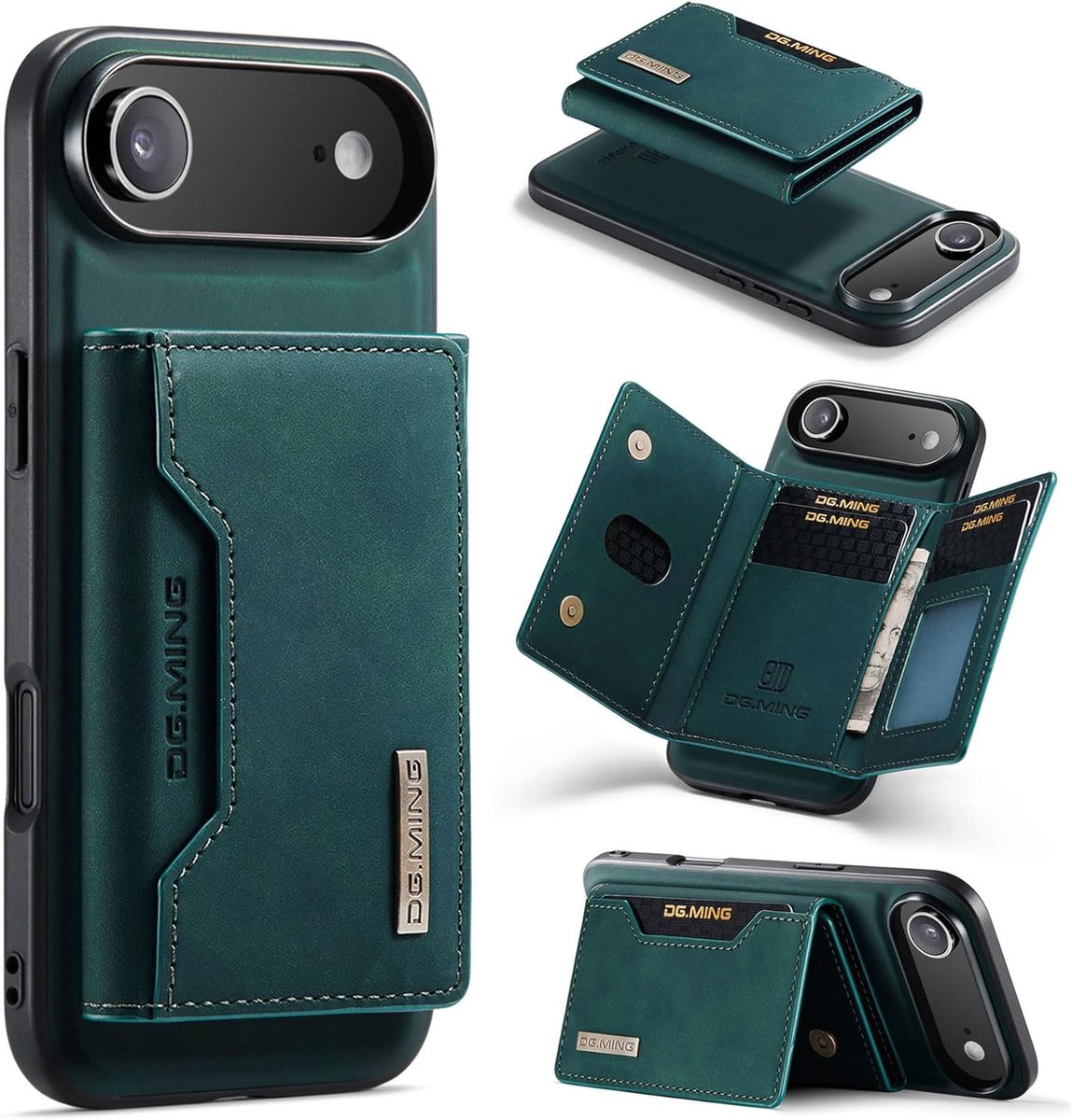 Zandarix Geschikt voor Apple iPhone 17 Air - Kkaartenvak - Portefeuille - Back Cover Hoesje - Groen