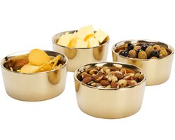 Siaki Serveer/chips schaaltjes - 8x stuks - aardewerk/gres - metallic goud - 8 x 4 cm