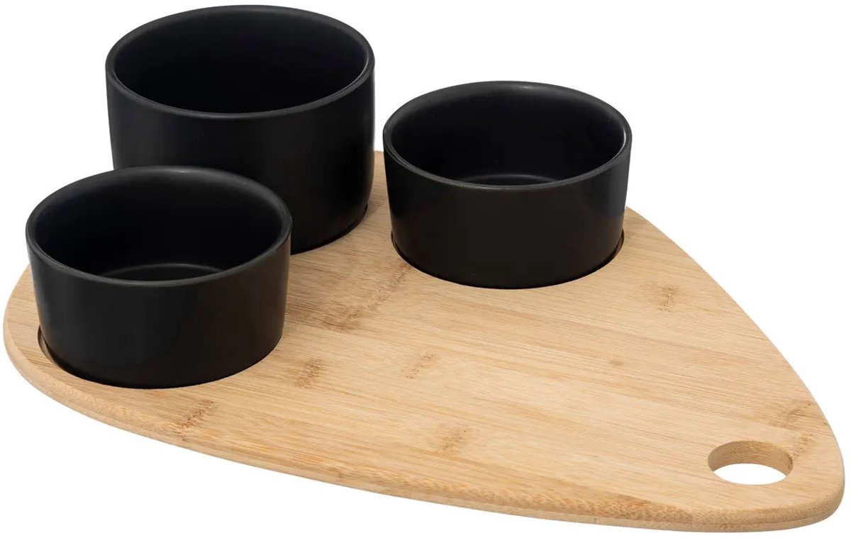 Secret de Gourmet Bamboe Snackset - Zwart, 4 stuks, 35 x 24 cm