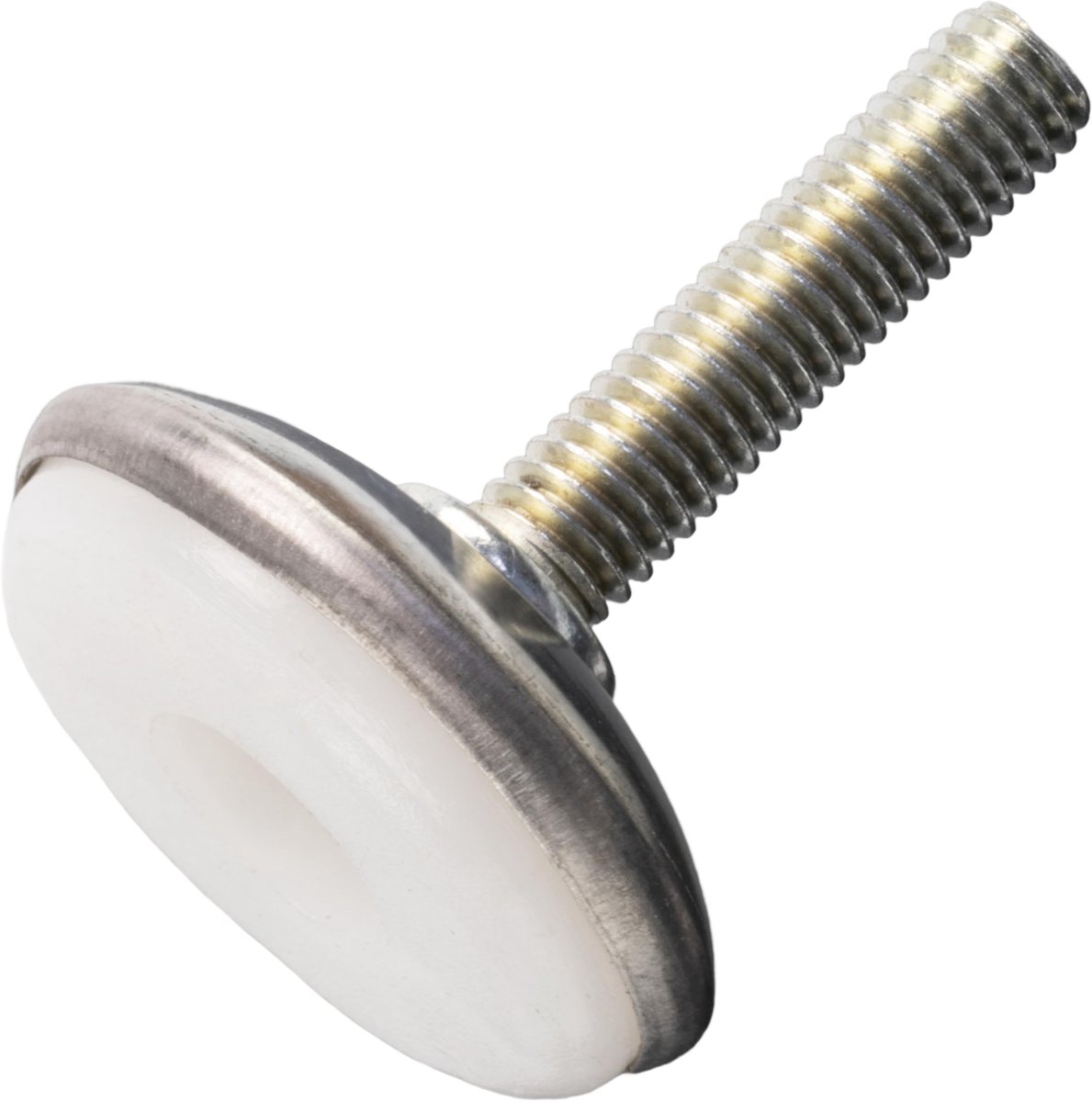 C74754 - Set van 4 verstelbare meubelpootjes M6 Ã˜28 mm - Hoogte 37 mm - Metaal en kunststof - Zilver voor banken, bureaus